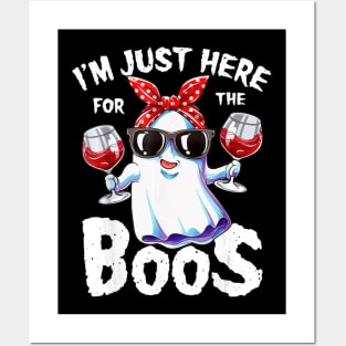 I'm Just Here For He Boos Funny Halloween Drinking Posters and Art